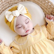 韩版婴儿头巾帽子春秋冬婴幼儿，宝宝护囟门帽，初生新生儿满月帽胎帽