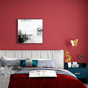 大红色墙纸纯色素色现代简约客厅卧室酒红色，电视背景复古红色壁纸
