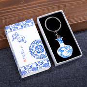 中国风青花瓷钥匙扣链挂件中国特色手工艺品出国送老外小礼物