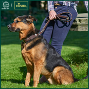 德国Hunter手工纳帕牛皮牵引绳小中大型犬亲肤舒适三段可调遛狗绳