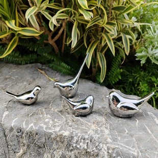 304纯不锈钢铸造小鸟户外草坪雕塑摆件 仿真花园绿地抽象小品艺术