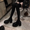 黑色高跟鞋女春秋2023英伦风法式复古小皮鞋粗跟厚底玛丽珍鞋