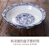 中式青花瓷盘子复古风釉下彩，家用厨房传统菜盘深汤盘餐厅陶瓷餐具