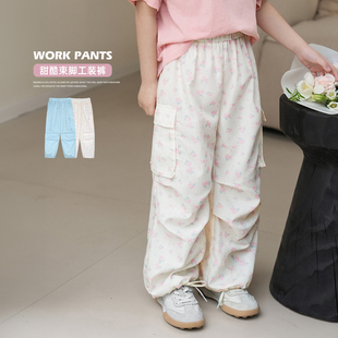 陈大猪女童裤子，2024夏季甜美工装裤洋气，儿童长裤子休闲宽松