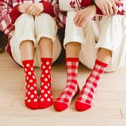 本命年大红袜子女中筒袜秋冬季大红色长筒潮流袜虎年新年礼物棉袜