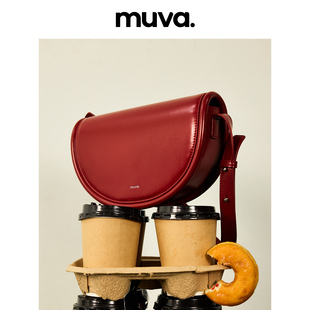 MUVA半圆形马鞍包斜挎包单肩婚包红色包包高级感小众女士2023