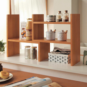 日式书架桌上实木创意简易厨房餐桌调料柜桌面整理收纳置物架