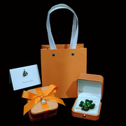 新年高档橙PU皮欧式轻奢感首饰品盒子项链对戒指手镯胸针收纳包装