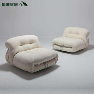 北欧创意时尚设计师河马沙发复古轻奢休闲懒人羊羔绒简约单人椅子