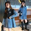 女童连衣裙春装2022韩版长袖，牛仔春秋中大童，设计感时尚森林系