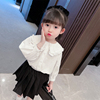 女童长袖白衬衫2022秋装，韩版宝宝4纯棉衬衣婴儿打底衫1-3-5岁