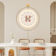 平安喜乐餐厅装饰挂钟，客厅家用静音时钟挂墙现代简约创意字画钟表