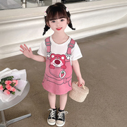 女童草莓熊T恤裙夏季202u3洋气小童连衣裙儿童薄款女宝宝裙子