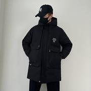 813-P220新款中长款羽绒服男士宽松大码工装加绒加厚保暖夹克