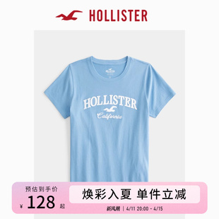 Hollister24春夏美式宽松棉质圆领短袖图案T恤 女 KI357-3210