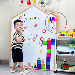 儿童画板 磁力双面涂鸦宝宝带磁性写字板中国产韩式画板支架式壁挂落地木质边框家用黑板幼儿绘画板涂色白板