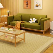 高档日式藤编沙发全实木客厅，家具编织藤，沙发编藤三人位复古原木风