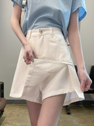 白色牛仔短裙女裙裤夏季薄款2024高腰a字短裤裙包臀半身裙子