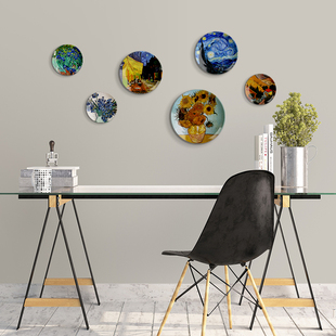 10英寸梵高油画装饰盘子，欧式客厅餐厅背景墙，壁饰挂盘碟星空盘摆件