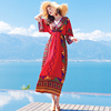 泰国民族风沙滩裙女夏海边(夏海边)度假波西米亚，长裙大码显瘦连衣裙海滩裙