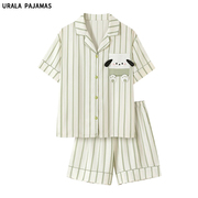 Urala pajamas日系条纹帕恰狗睡衣女夏天短袖学生纯棉薄款家居服