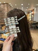韩国进口东大门水晶珍珠，一字夹边夹发卡头饰女
