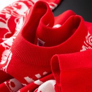 香港本命年e龙年大红色圆领毛衣男款修身休闲针织衫男冬季厚款保