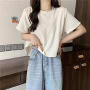 不规则短袖t恤女夏季2024年韩版宽松学生半袖体恤短款上衣潮
