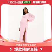 香港直邮潮奢maternity女士，设计孕妇装打褶单肩连腰带，浅粉色中