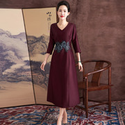 中国风2023春季红色结婚礼服喜婆婆，高端妈妈婚宴服高个子长裙