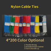 4*200 红色/黄色/橘色/蓝色/黑色/白色/彩色尼龙扎带 Nylon Cable