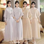伴娘服2023中国风婚礼新娘，闺蜜姐妹团伴娘裙复古中式旗袍礼服