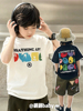 23夏季男儿童装上衣纯棉弹力，日系潮洋气彩色印花休闲短袖t恤