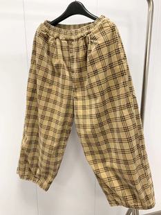 18103大版全棉灯芯绒哈伦裤，宽松显瘦松紧腰，老爹裤格子休闲长裤女