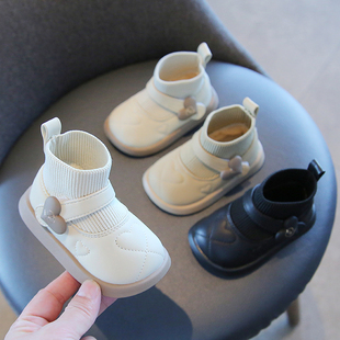 女宝宝公主鞋冬季女童棉鞋加绒短靴1一2岁婴儿童软底学步鞋子