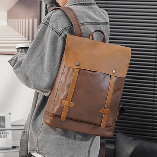 日韩复古时尚男士双肩包青年休闲户外旅行背包学生书包电脑包