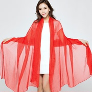 红色丝巾女雪纺大红纯色单色，长款纱巾沙滩巾，年会中国红围巾舞蹈巾