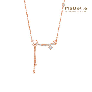 mabelle玛贝尔18k玫瑰金一字链式钻石项链总长度45cm时尚风
