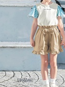 日系童装夏季女童纯棉T恤洋气格子短袖女宝宝圆领体恤衫薄款