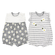 女宝宝短袖连体衣2件装夏季0-18个月新生儿外贸哈衣婴儿平角爬服
