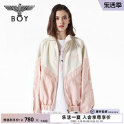 boylondon潮牌短外套男女同款，拼接休闲运动减龄连帽夹克春n50901