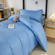 江苏南通床上用品纯棉100全棉学生，宿舍用天蓝褥子被子枕头三件套