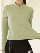 豆豆丁36*运动上衣瑜伽服女士长袖t恤半拉链训练服户外跑步健身服