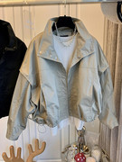 日本设计师小众韩版宽松蝙蝠，廓形大翻领假两件风衣外套女短款夹克