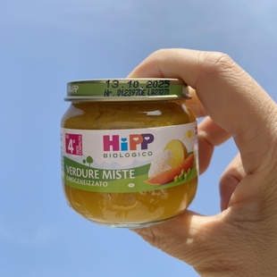 意大利版HIPP喜宝2段胡萝卜土豆花椰菜豌豆混合蔬菜泥辅食品80克