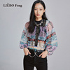 裂帛liebofeng2024年设计师，品牌烫钻蕾丝，长袖衬衫两件套雪纺衫女
