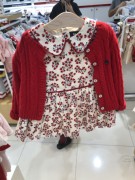 韩国中小童装 春季女童宝宝红色小碎花长袖连衣裙子 公主裙