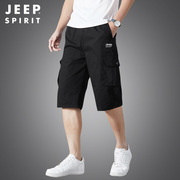 jeepspirit工装裤男款，夏多口袋短裤宽松直筒运动休闲五分裤7261