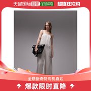 香港直邮潮奢 Topshop 女士 亚麻带口袋连衣裤(燕麦色)