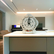 妙刻客厅钟 欧式座钟 双脚齿轮旋转钟 创意钟表时钟 不锈钢装饰表